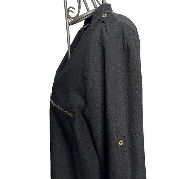 Calvin Klein Black& Gold Long Sleeve Button Down Blouse Size Large - Picture 7 of 13